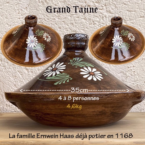 Poterie d'Alsace : Grand plat à tajine de 4 à 8 pers 4,7Kg