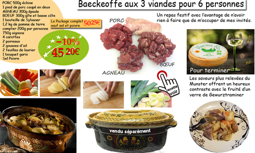 Toutes vos garnitures : Baeckeoffe aux 3 viandes pour 6 pers. tout compris