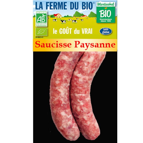 Viande et charcuterie pour les Professionnels : Saucisse Paysanne de la ferme grosse 2x100g 